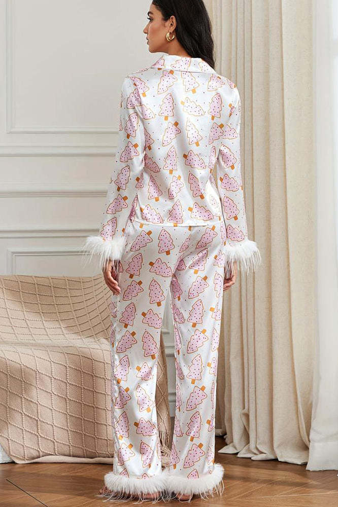 Christmas Wreath and Ostrich Feather Pajama Set-ROVOLE