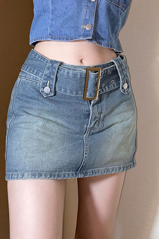 Short Denim Skirt Pants-ROVOLE