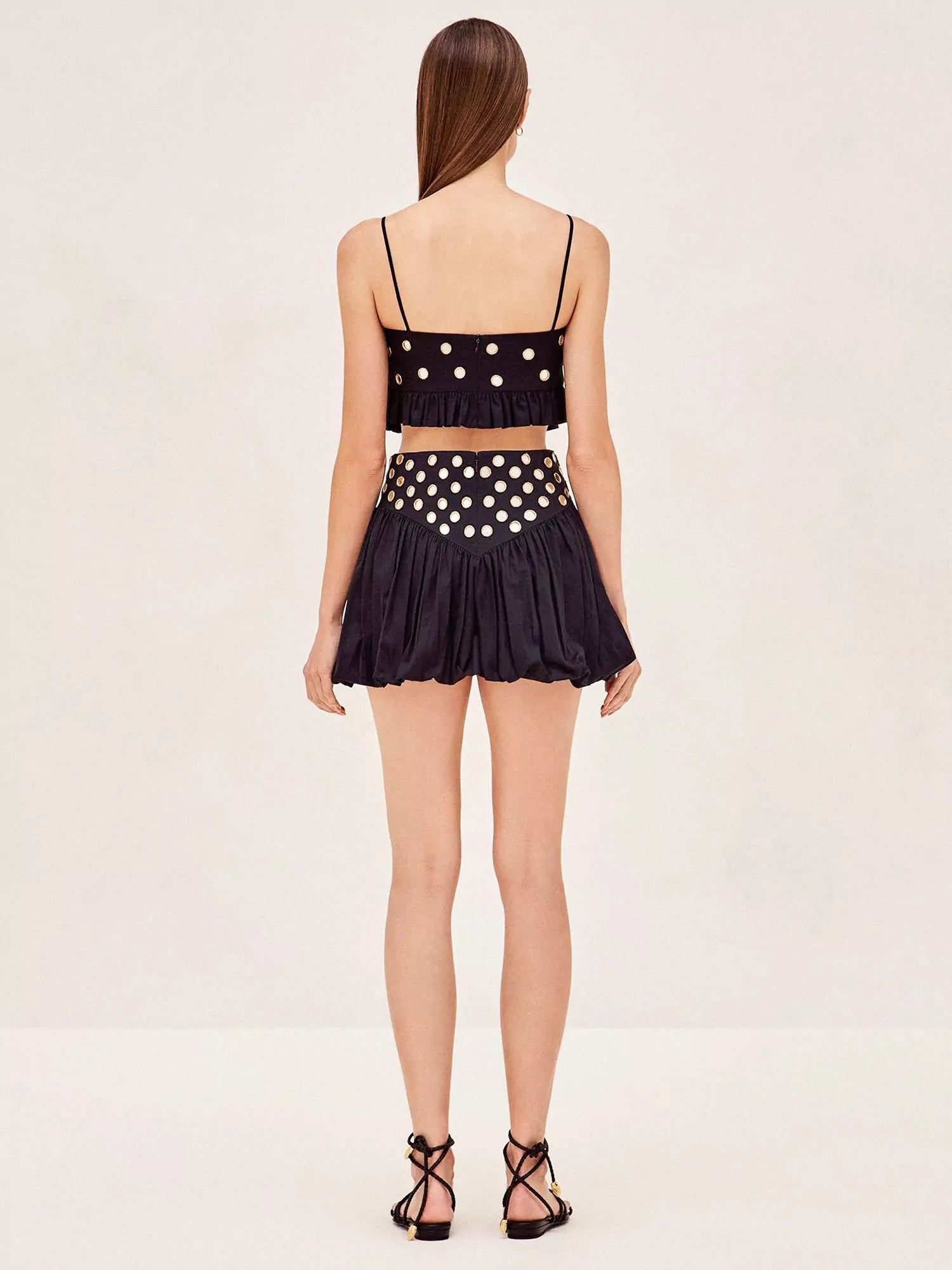 Luminous Allure Mirror Skirt Set-ROVOLE