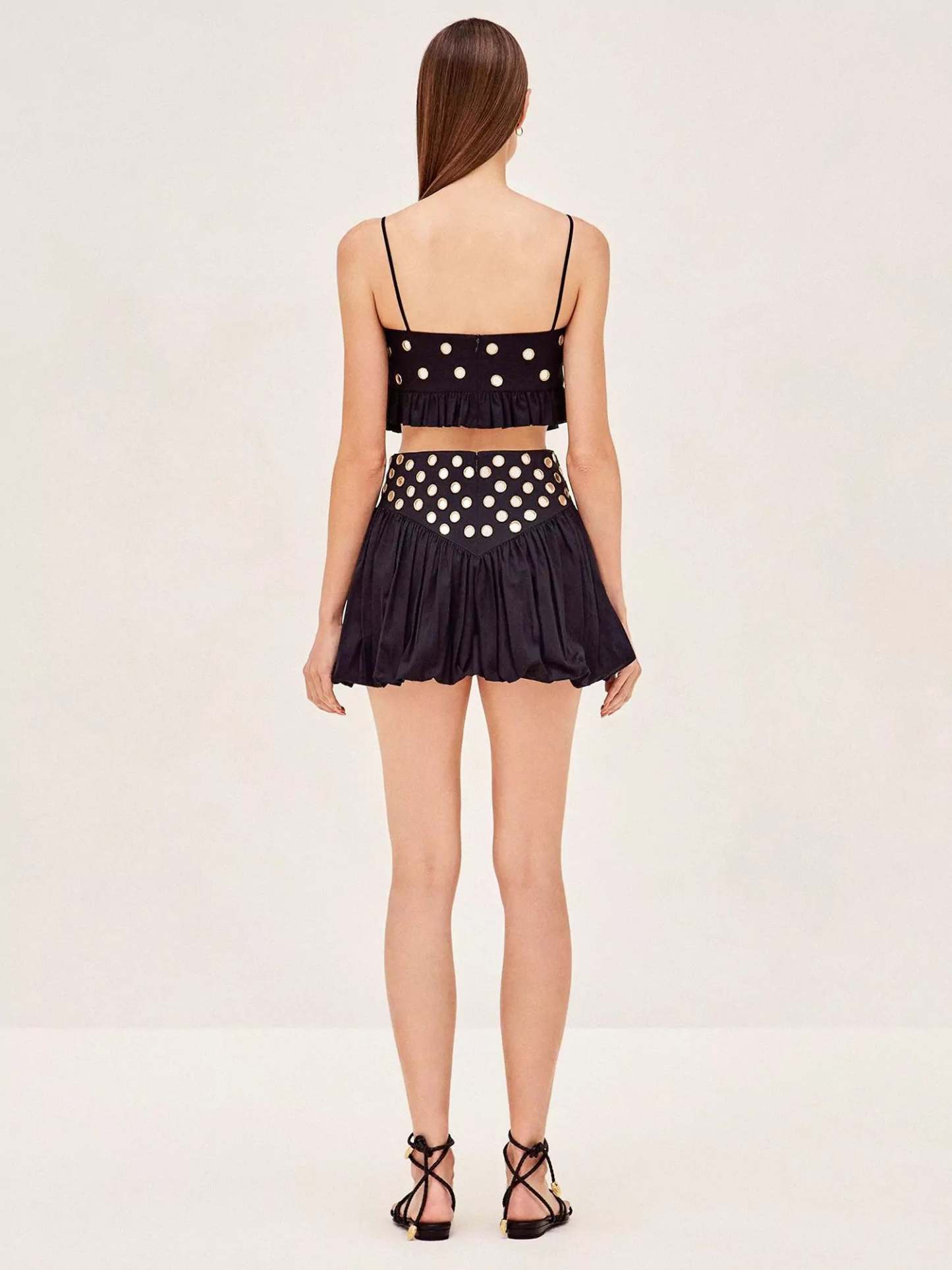 Luminous Allure Mirror Skirt Set-ROVOLE