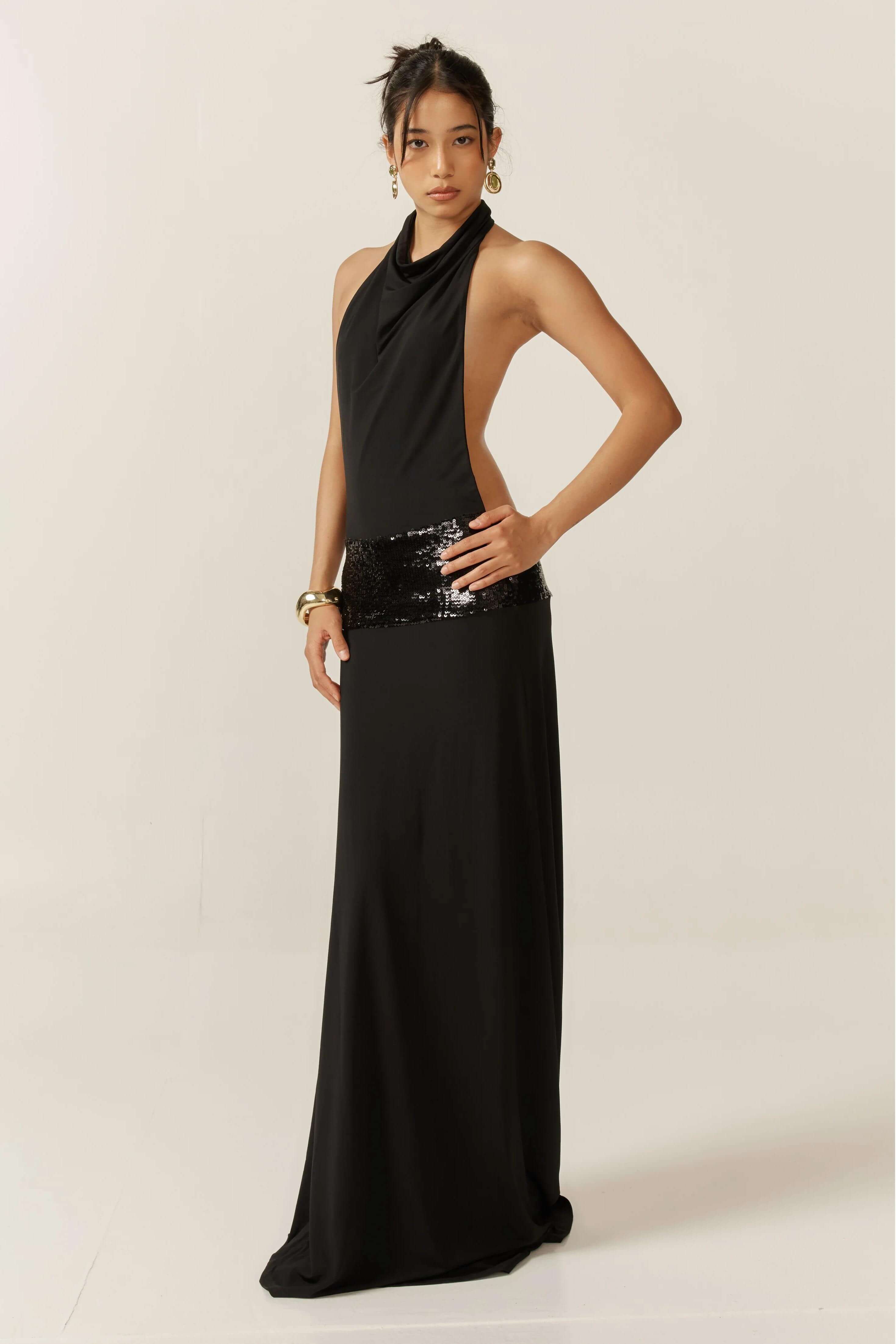 Adele Halter Black Gown-ROVOLE