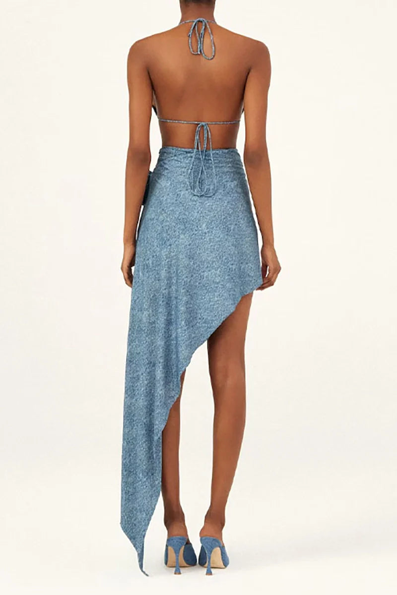 3D Floral Halter Sexy Bikini Set-ROVOLE