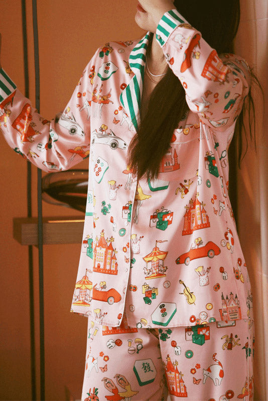 Luxury Mahjong Queen Pajama Set-ROVOLE