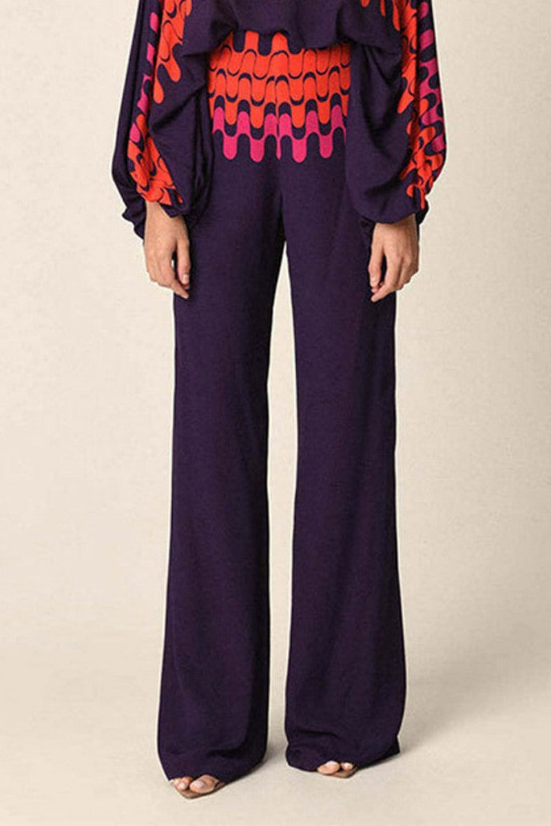 Abstract Waves Two-Piece Set - Purple-ROVOLE