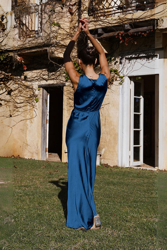 Deep V Sleeveless Backless Dress-ROVOLE