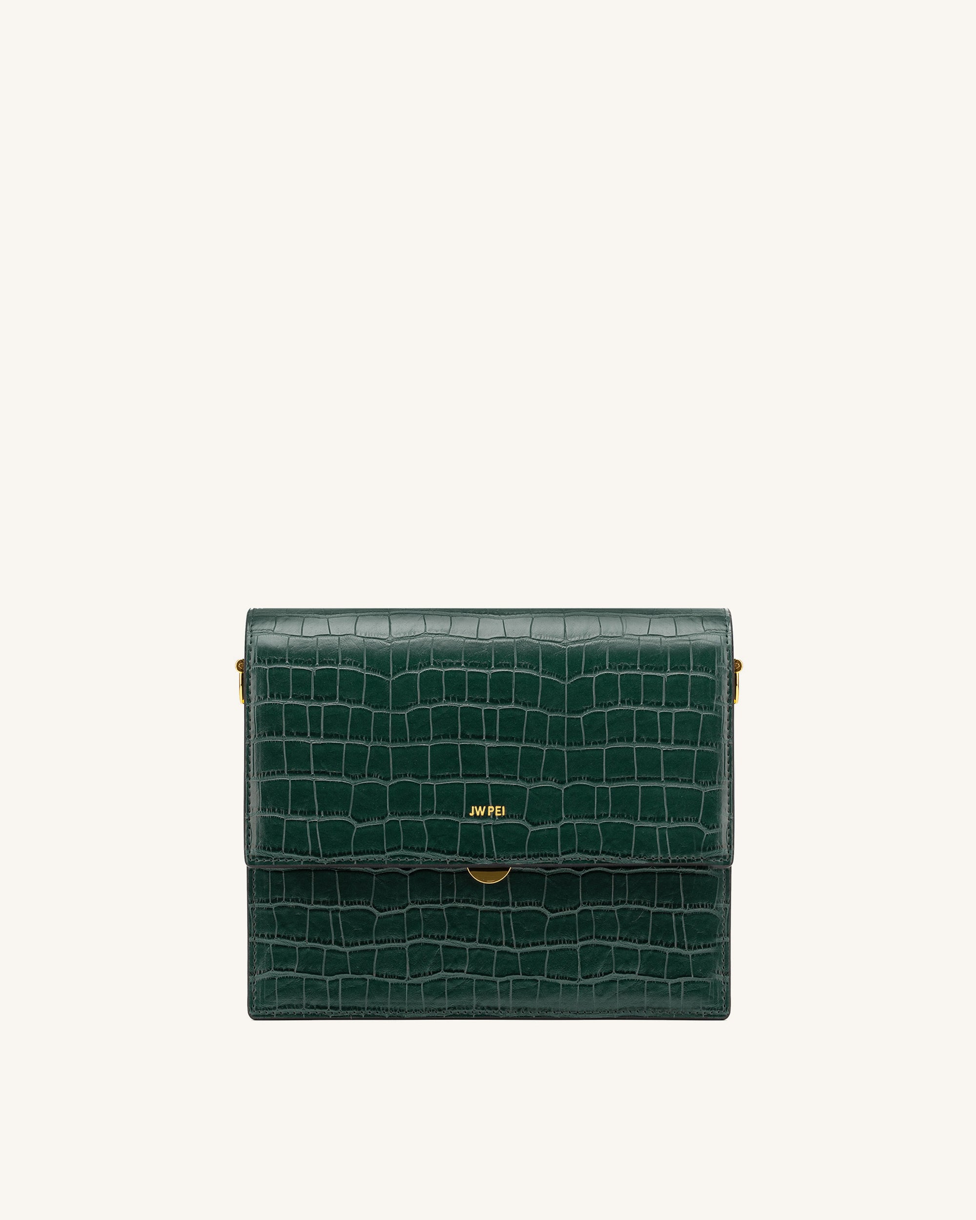 Mini Flap Crossbody - Dark Green Croc-ROVOLE