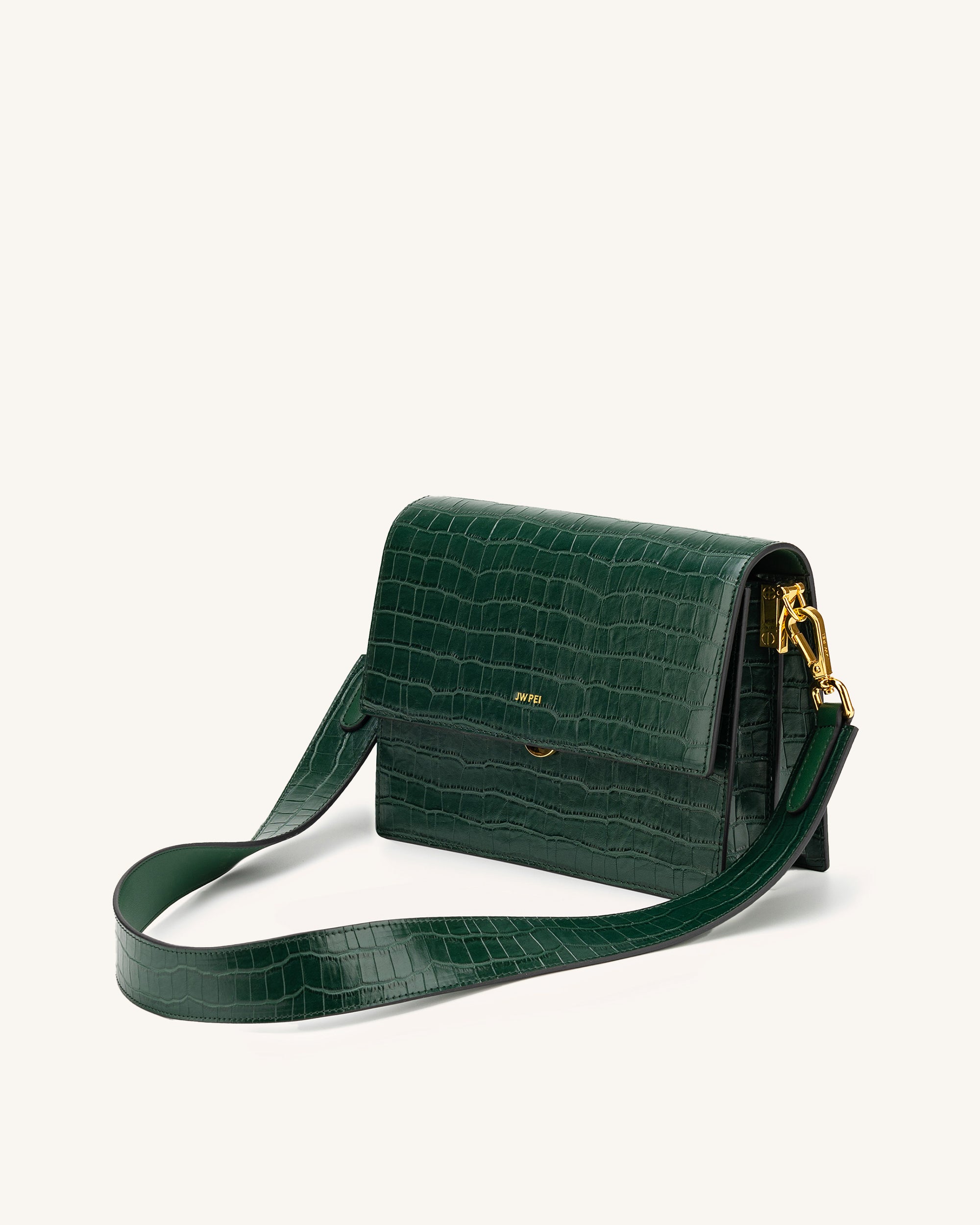 Mini Flap Crossbody - Dark Green Croc-ROVOLE