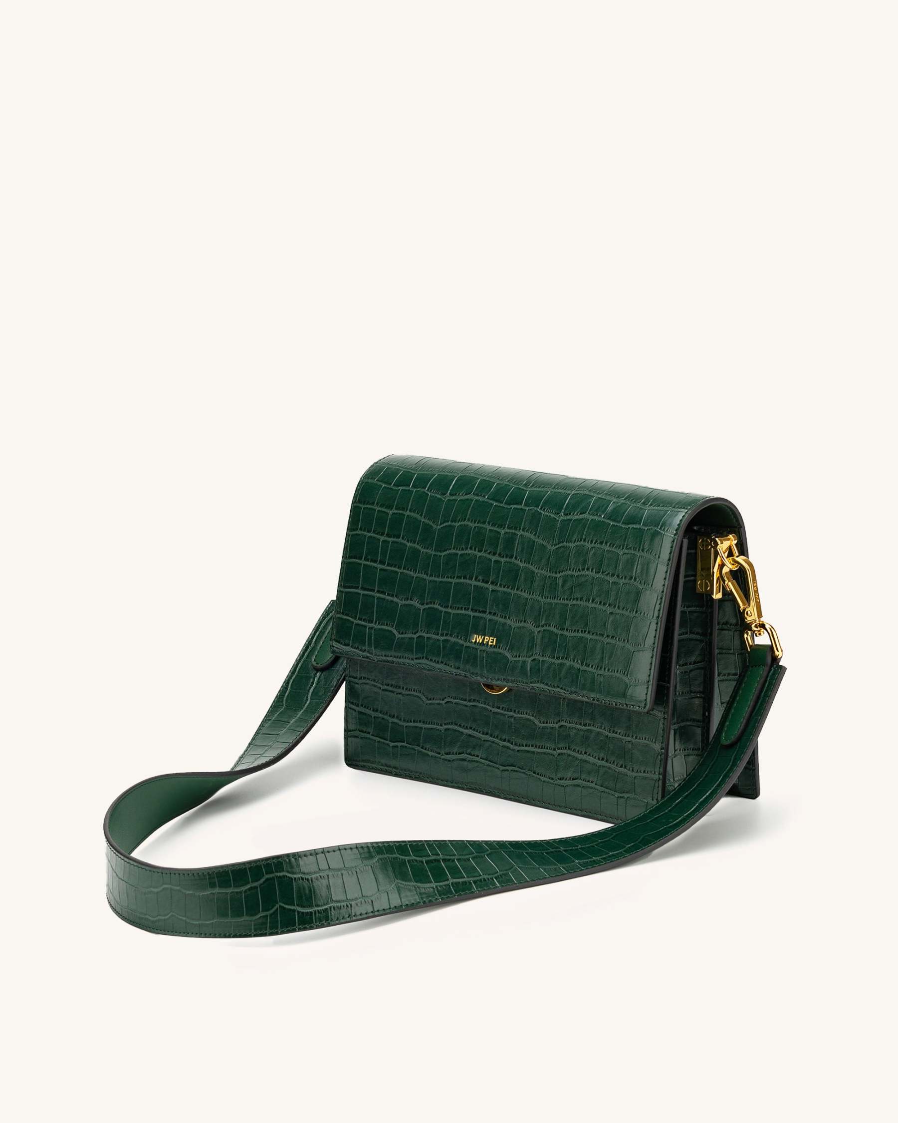 Mini Flap Crossbody - Dark Green Croc-ROVOLE