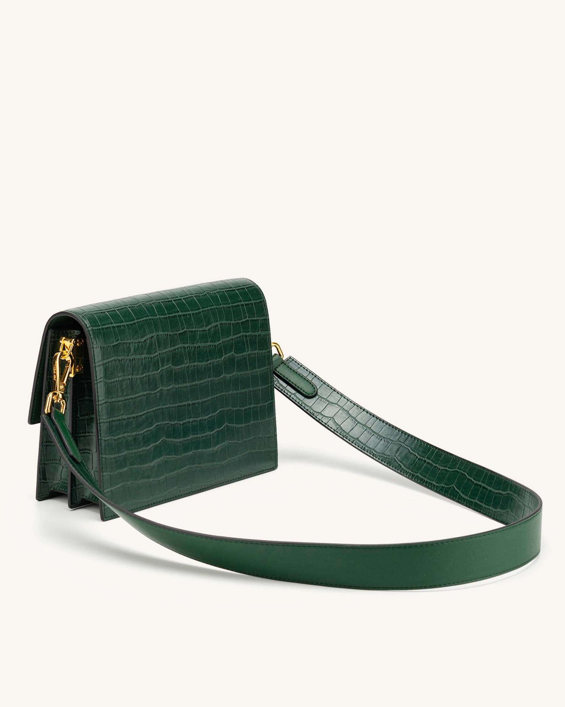 Mini Flap Crossbody - Dark Green Croc-ROVOLE
