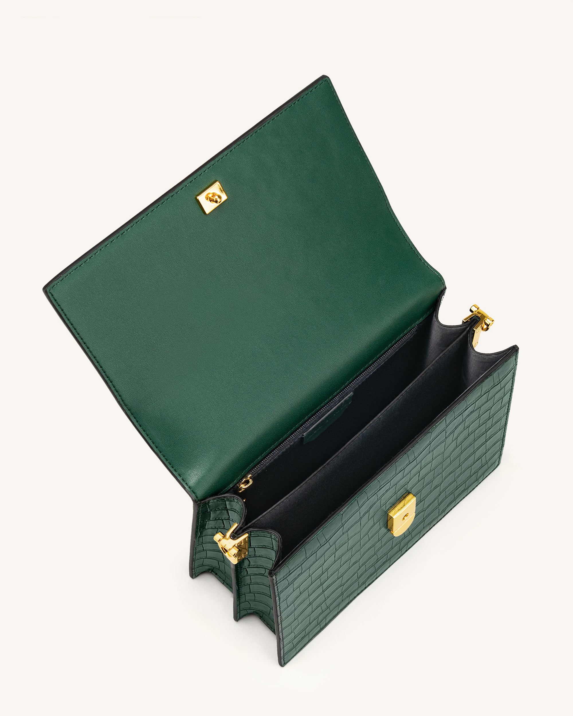 Mini Flap Crossbody - Dark Green Croc-ROVOLE