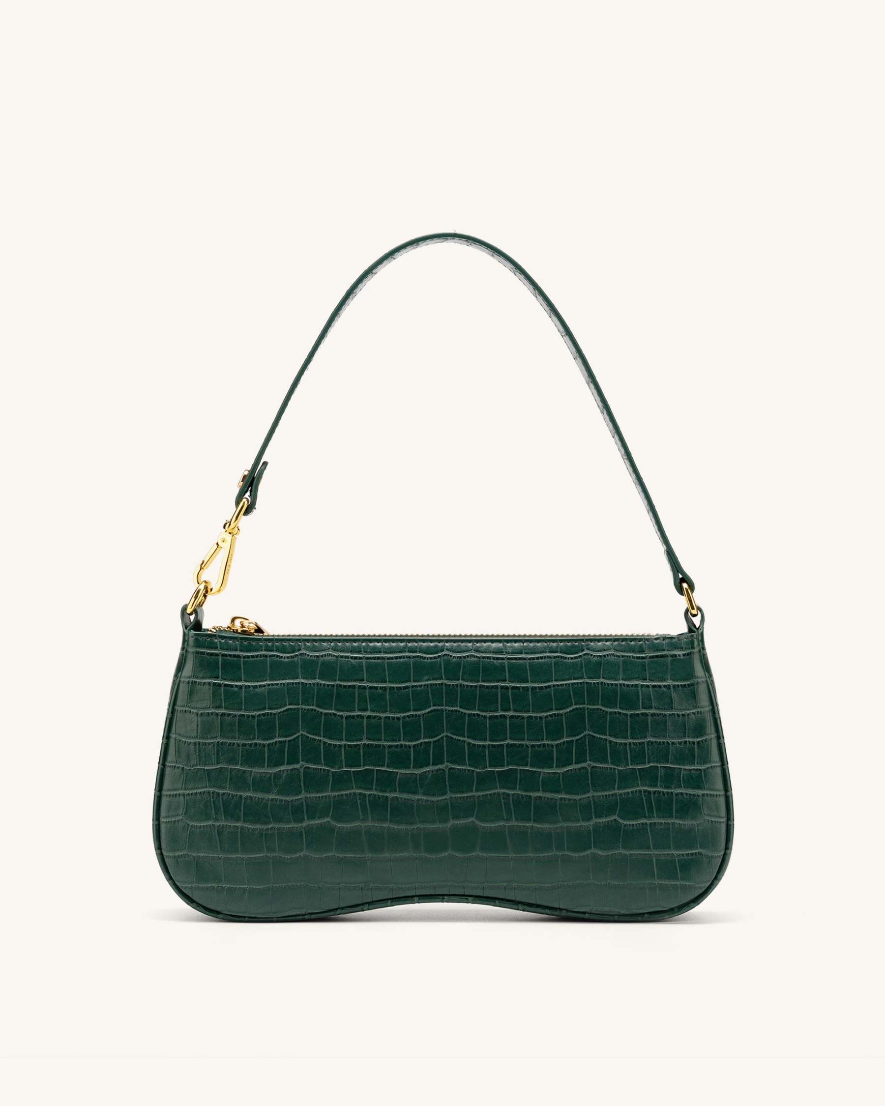 Eva Shoulder Handbag - Dark Green Croc-ROVOLE