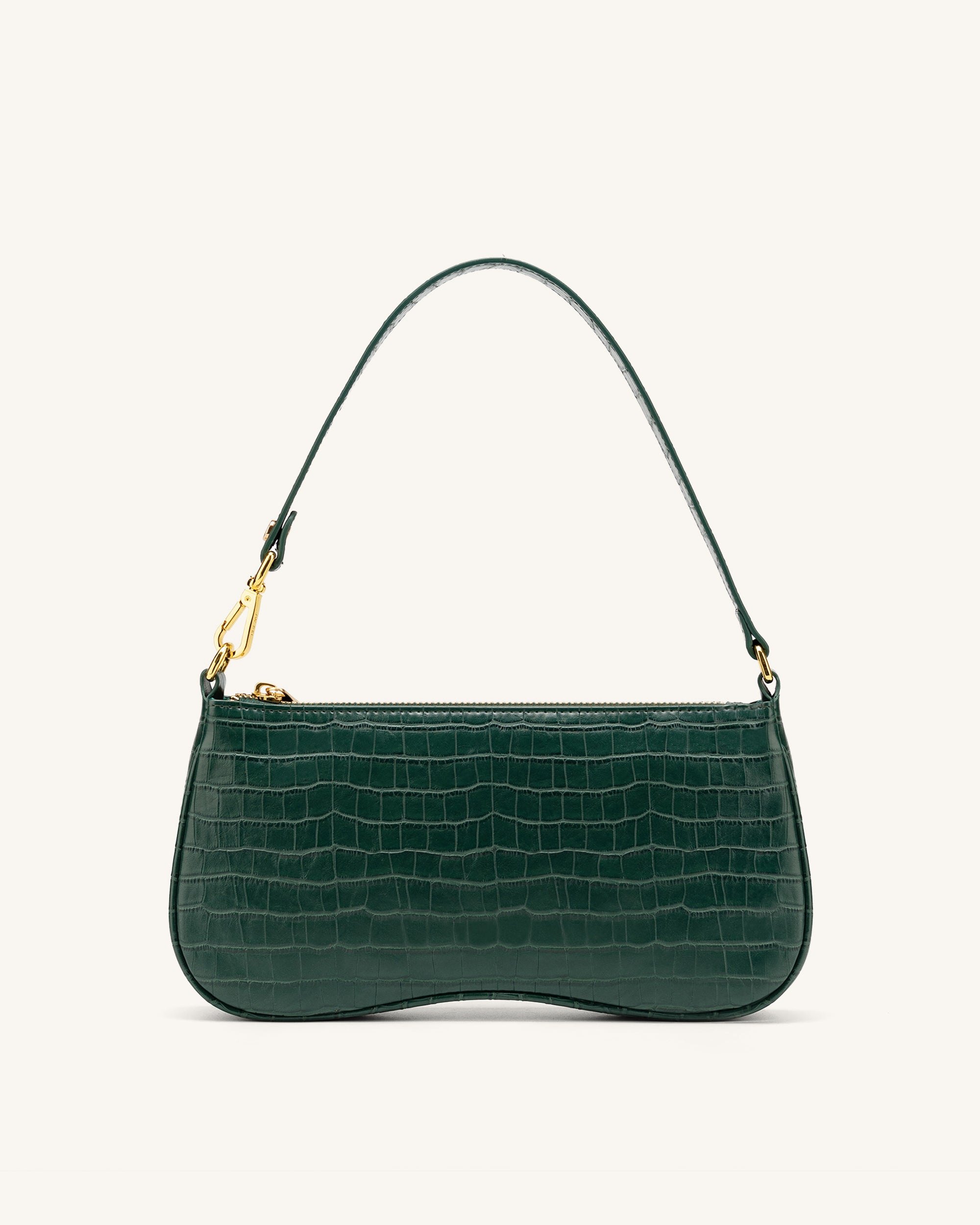 Eva Shoulder Handbag - Dark Green Croc-ROVOLE