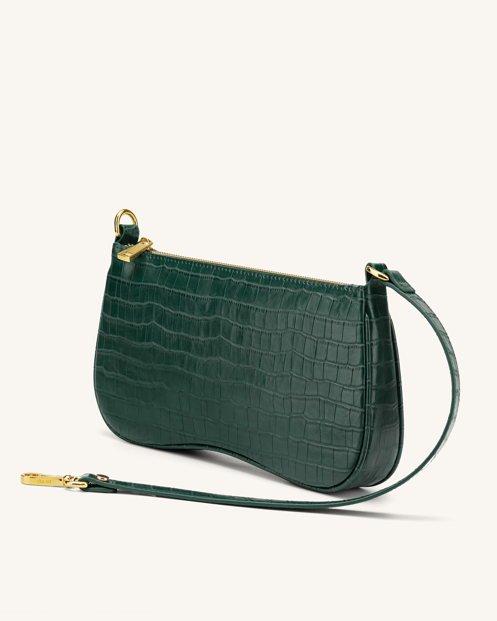 Eva Shoulder Handbag - Dark Green Croc-ROVOLE
