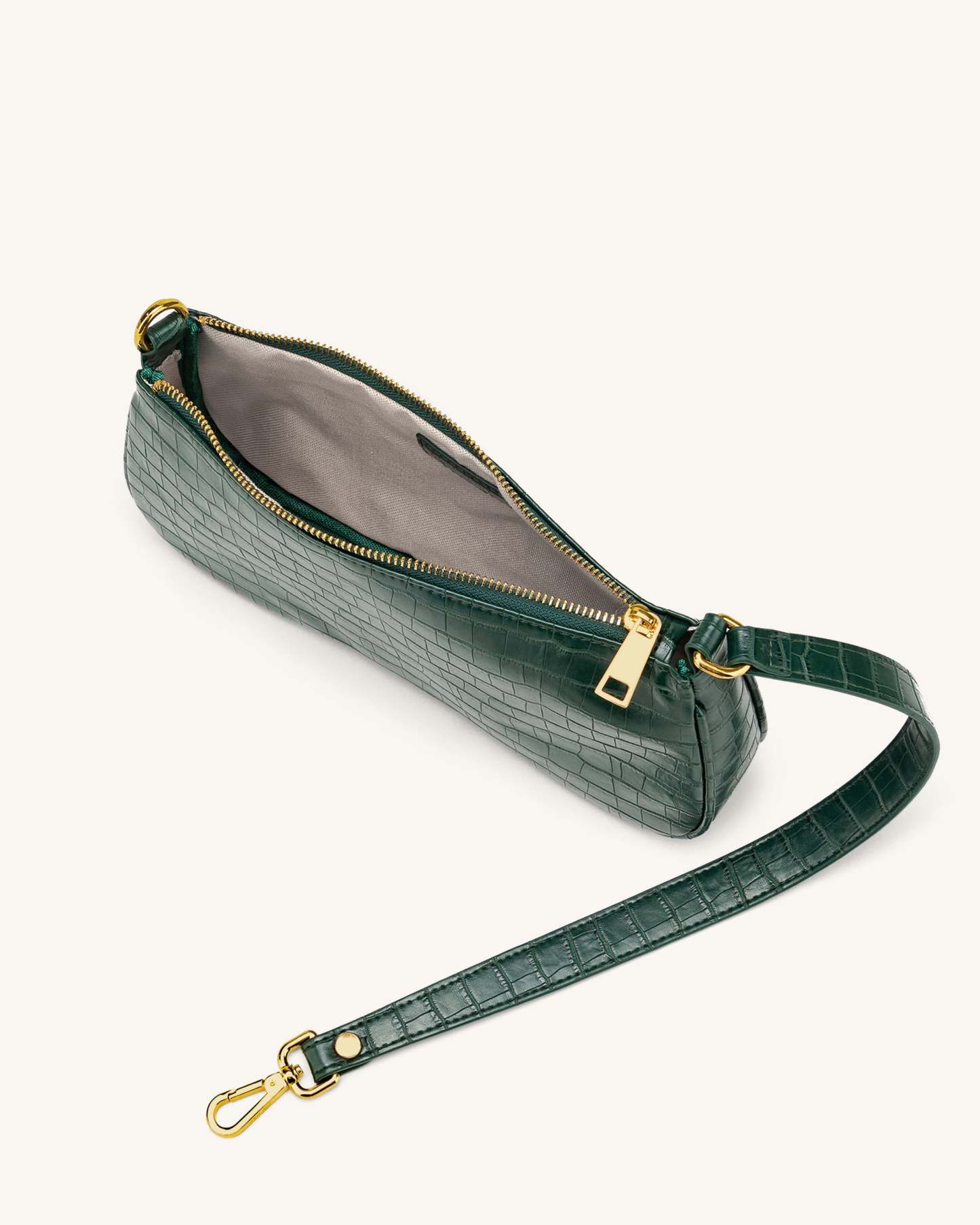 Eva Shoulder Handbag - Dark Green Croc-ROVOLE