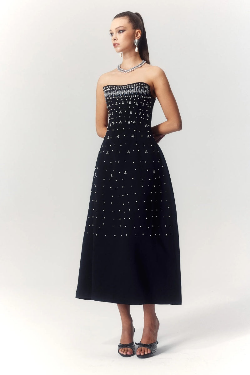 Verna Crystal-embellished Sleeveless Midi Dress-ROVOLE