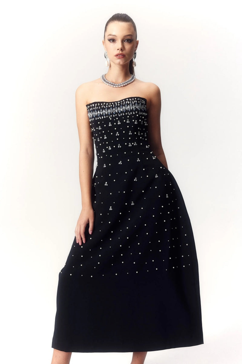 Verna Crystal-embellished Sleeveless Midi Dress-ROVOLE