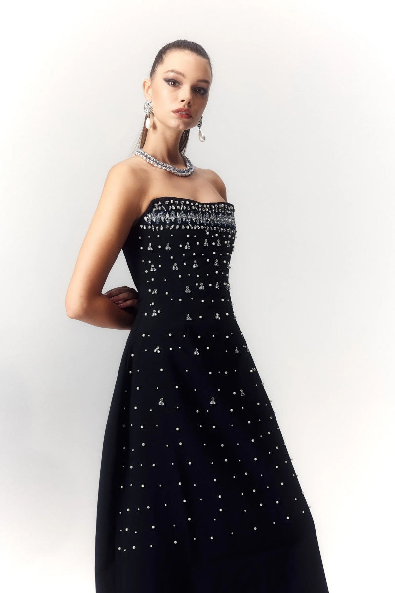 Verna Crystal-embellished Sleeveless Midi Dress-ROVOLE