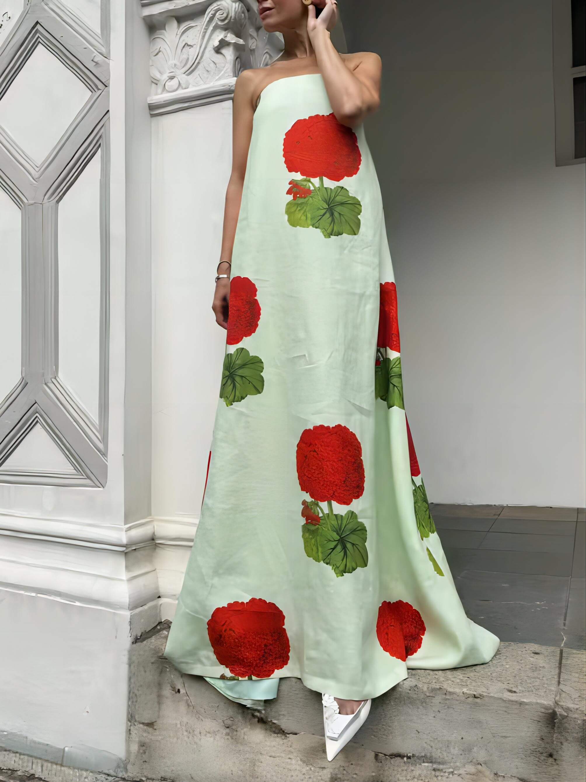Callistari Geranium Floral Print Maxi Dress-CALLISTARI