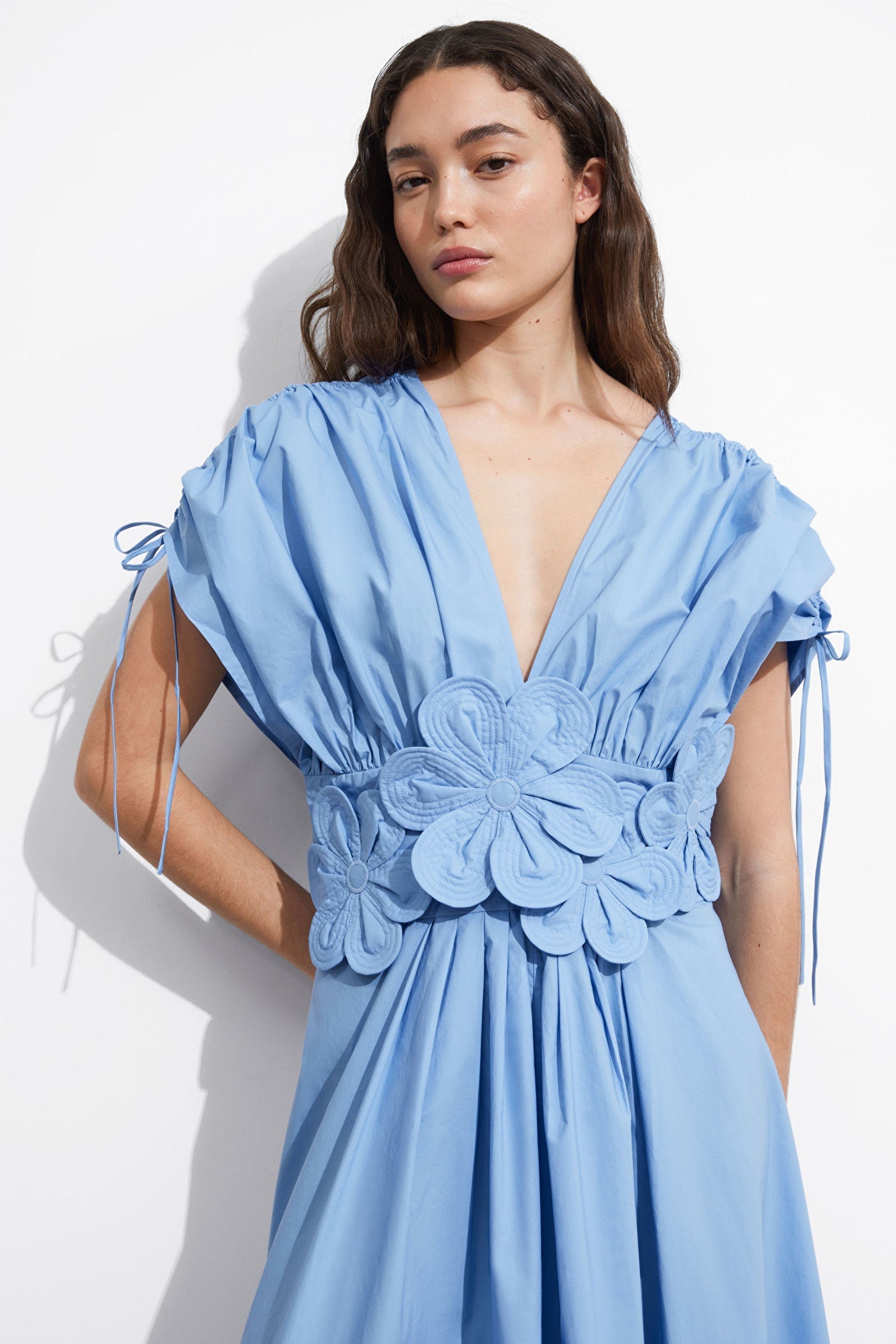 Maggie Floral Appliqué V-neck Maxi Dress-ROVOLE