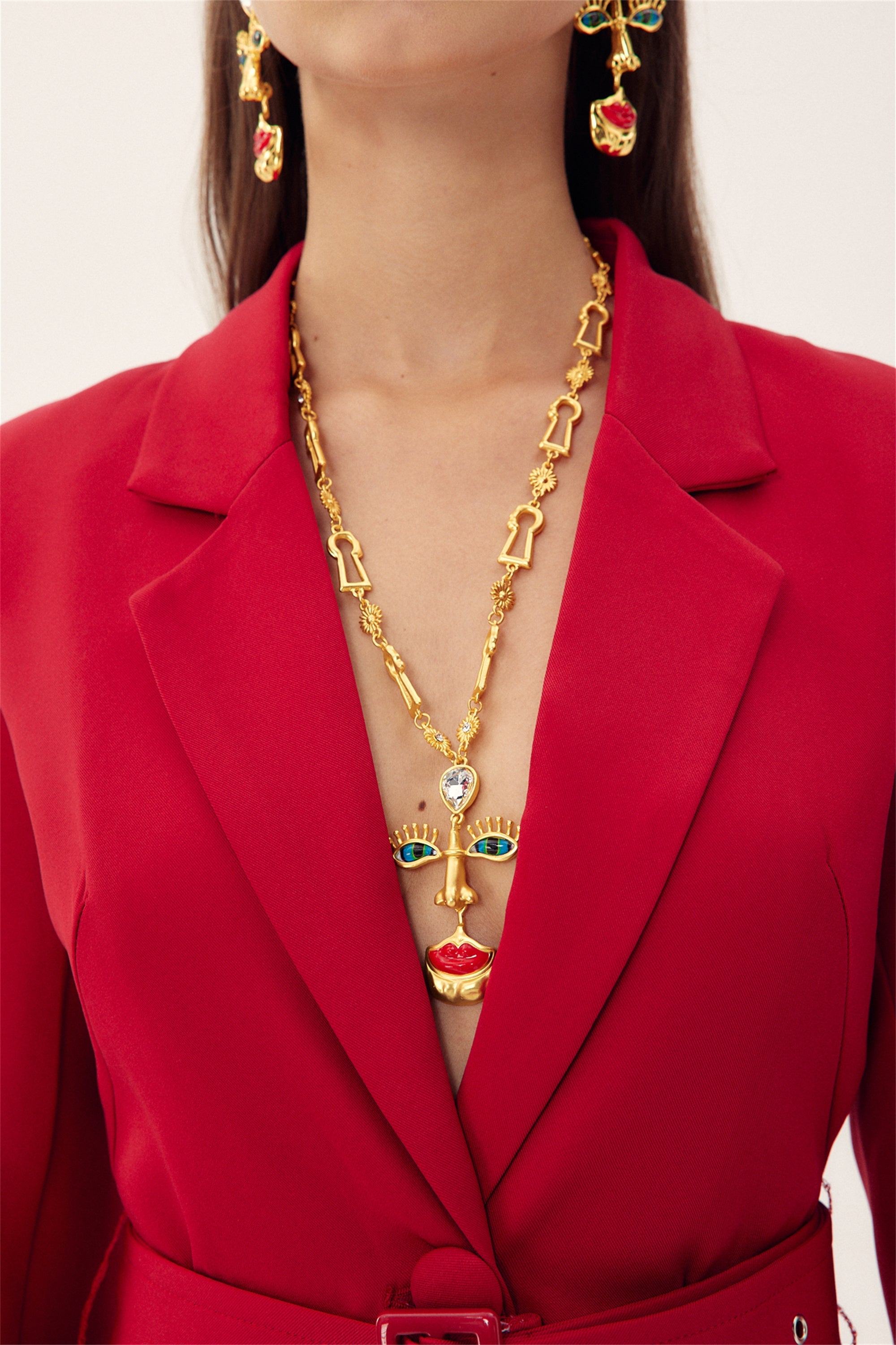 Evil Eyes Retro Face Necklace-ROVOLE