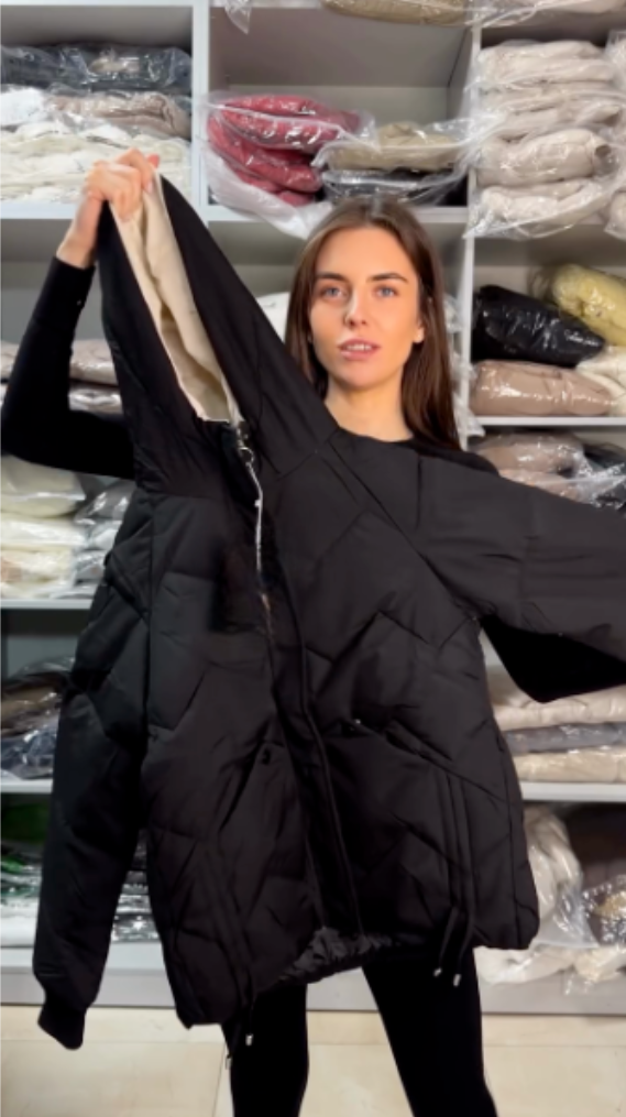 Black Quilted Puffer Jacket-ROVOLE