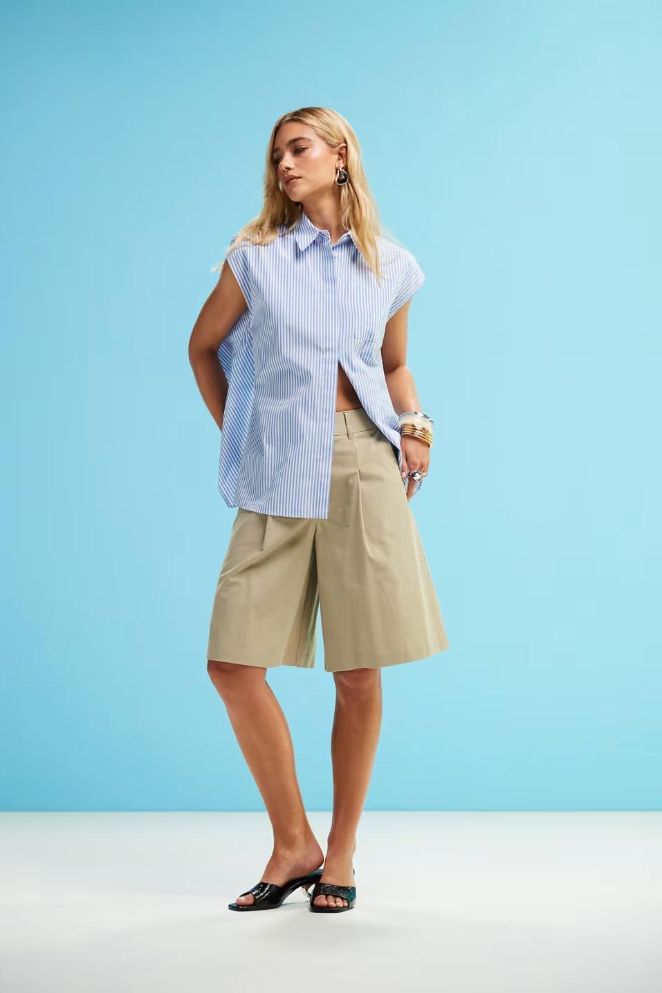 Striped Sleeveless Shirt-ROVOLE