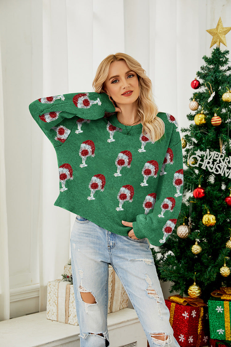 Christmas Puff Sleeve Sweater-ROVOLE