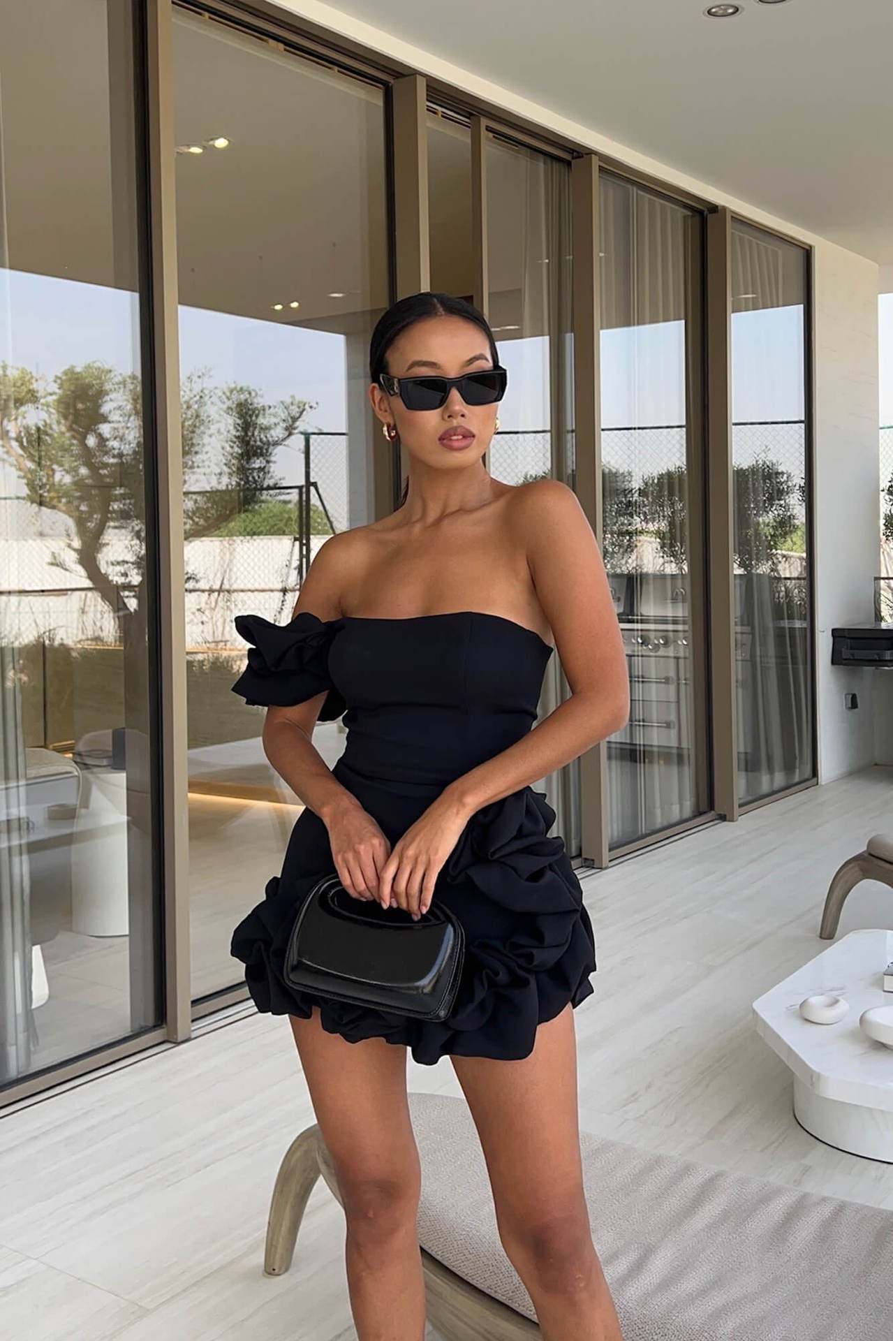 Romantic Tulip Waist Strapless Mini Dress-ROVOLE