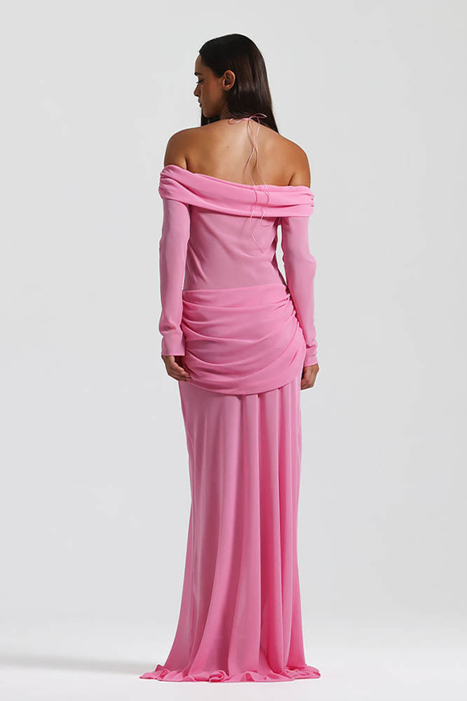 Moonlit Grace Off-Shoulder Dress-ROVOLE