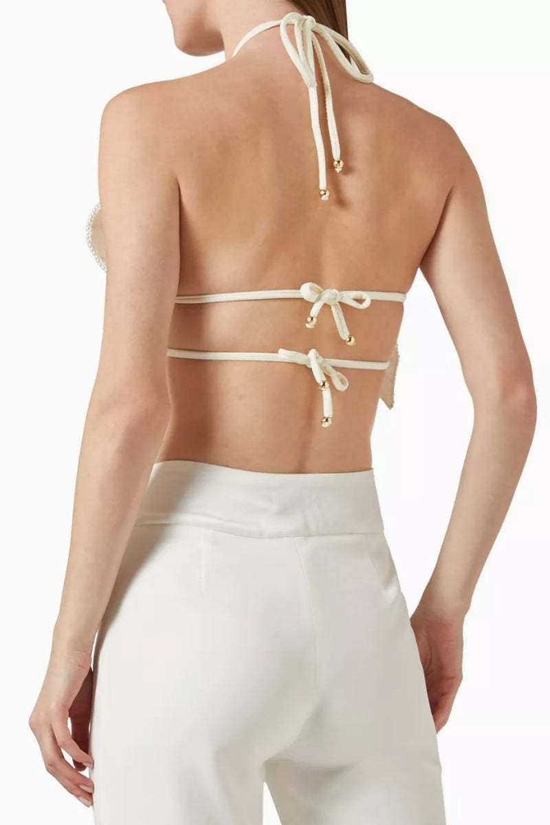 Flowers Pearl Embellished Top-ROVOLE