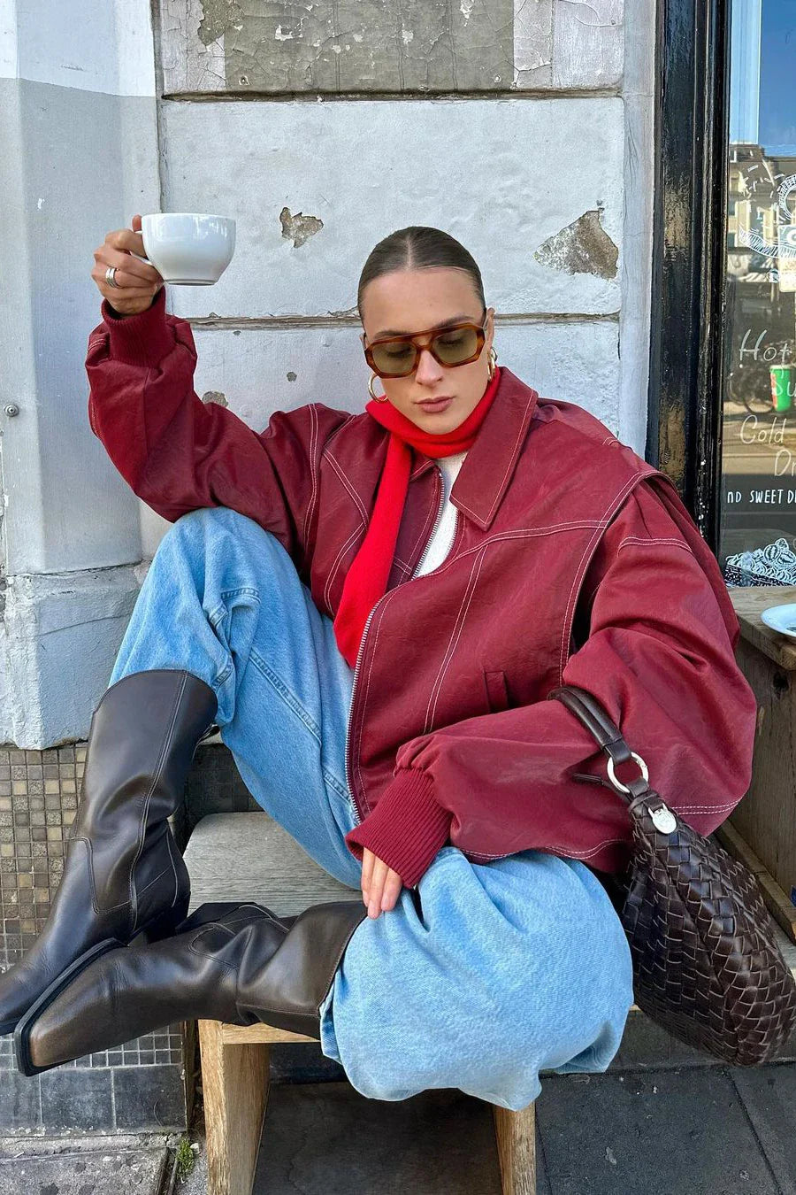 Casual Street Solid Color Patchwork Zipper Turndown Collar Outerwear-ROVOLE