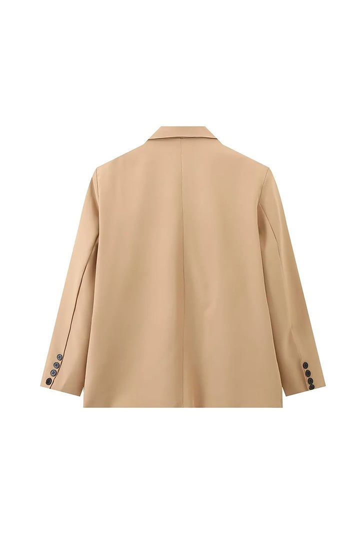 Oversized Side Slit Blazer Steel Blue-ROVOLE