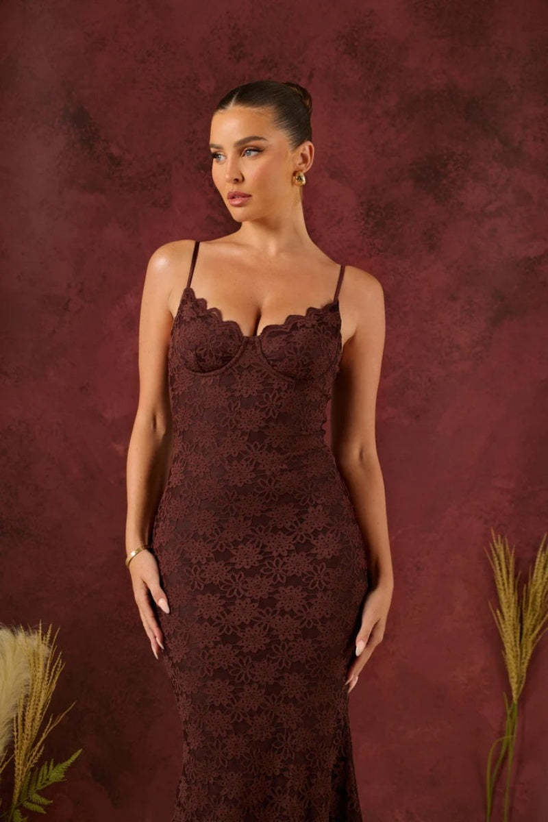 Leah Lace Maxi Dress-ROVOLE