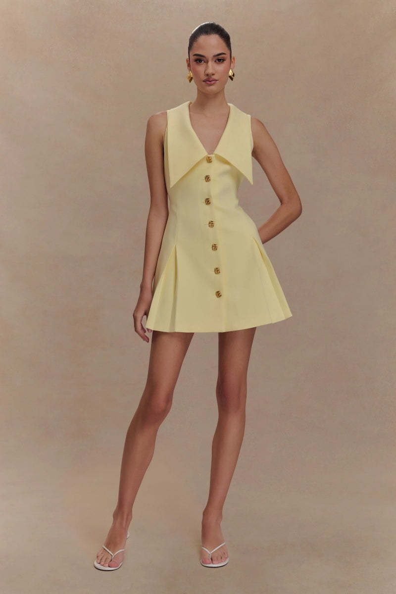 Sleeveless Mini Dress - Lemon-ROVOLE