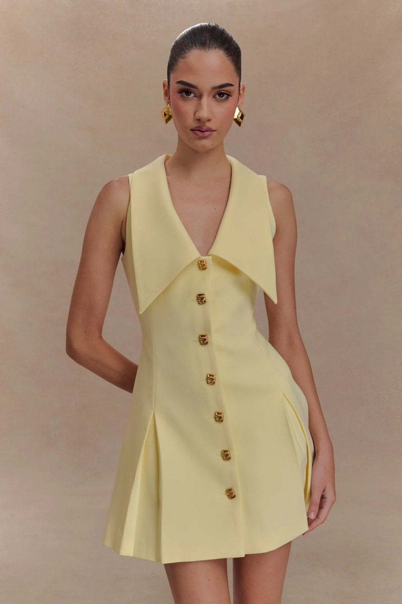 Sleeveless Mini Dress - Lemon-ROVOLE