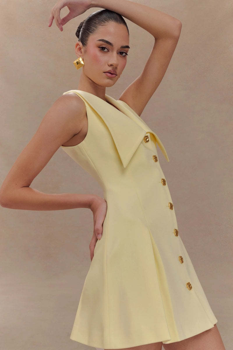 Sleeveless Mini Dress - Lemon-ROVOLE