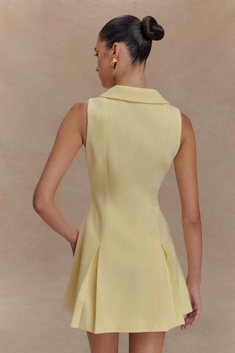 Sleeveless Mini Dress - Lemon-ROVOLE
