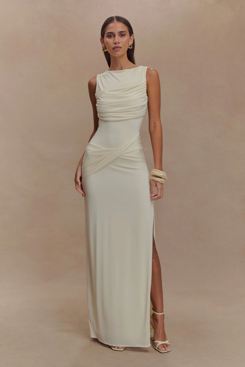 Slinky Drape Maxi Dress-ROVOLE