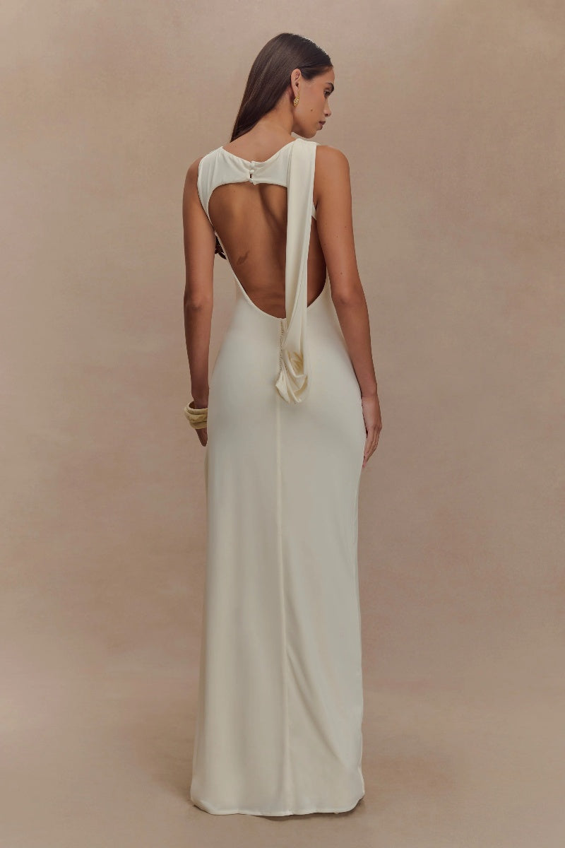 Slinky Drape Maxi Dress-ROVOLE