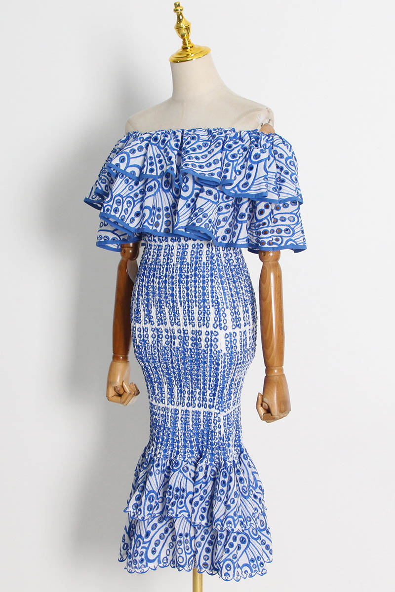 Dolly Embroidered Lace Tiered Ruffle Maxi Dress Set-ROVOLE