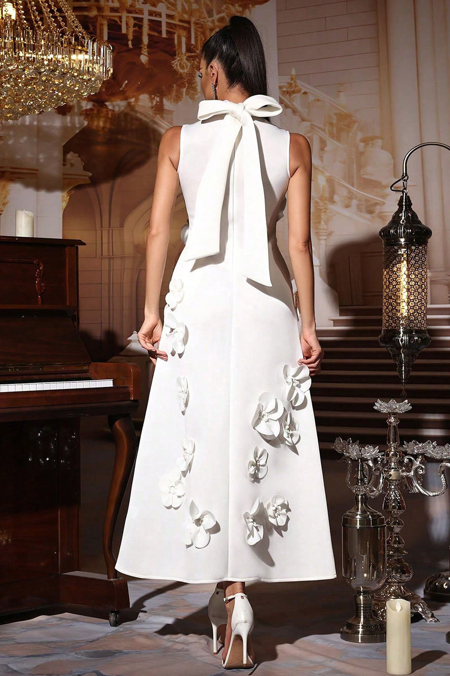 Ethel Flower Embellished Sleeveless Maxi Dress-ROVOLE