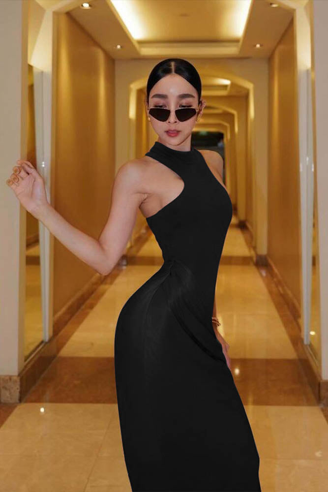 Panelled Cutout Bodycon Dress-ROVOLE