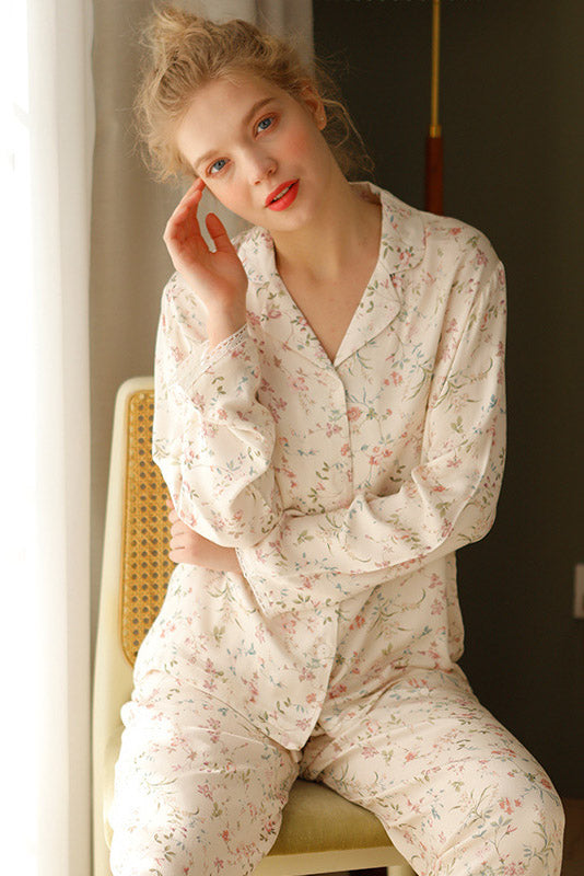 Willow Leaf Floral Pajama Set-ROVOLE