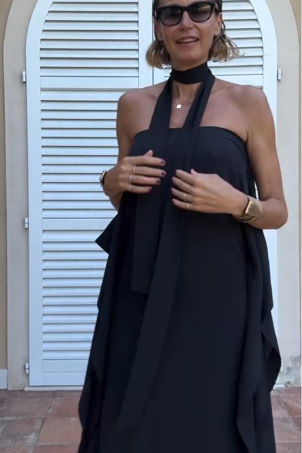 Flowing Asymmetric Caftan With Belt-ROVOLE