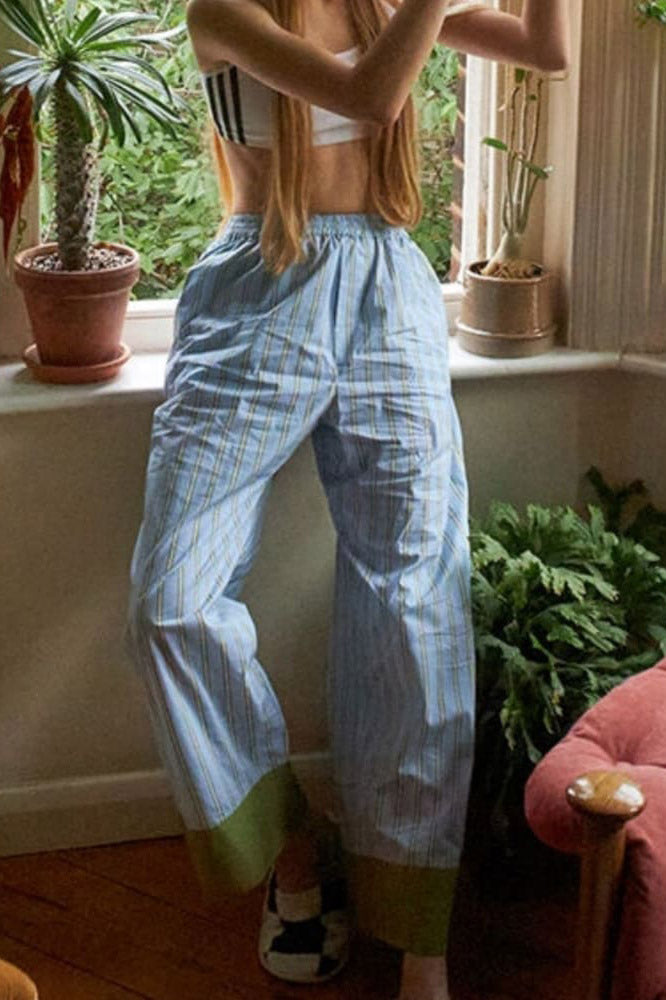 Striped Color-Block Pajama Set-ROVOLE