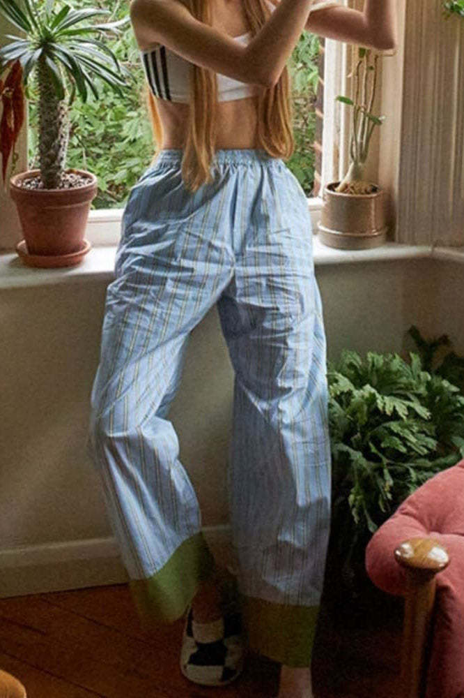 Striped Color-Block Pajama Set-ROVOLE