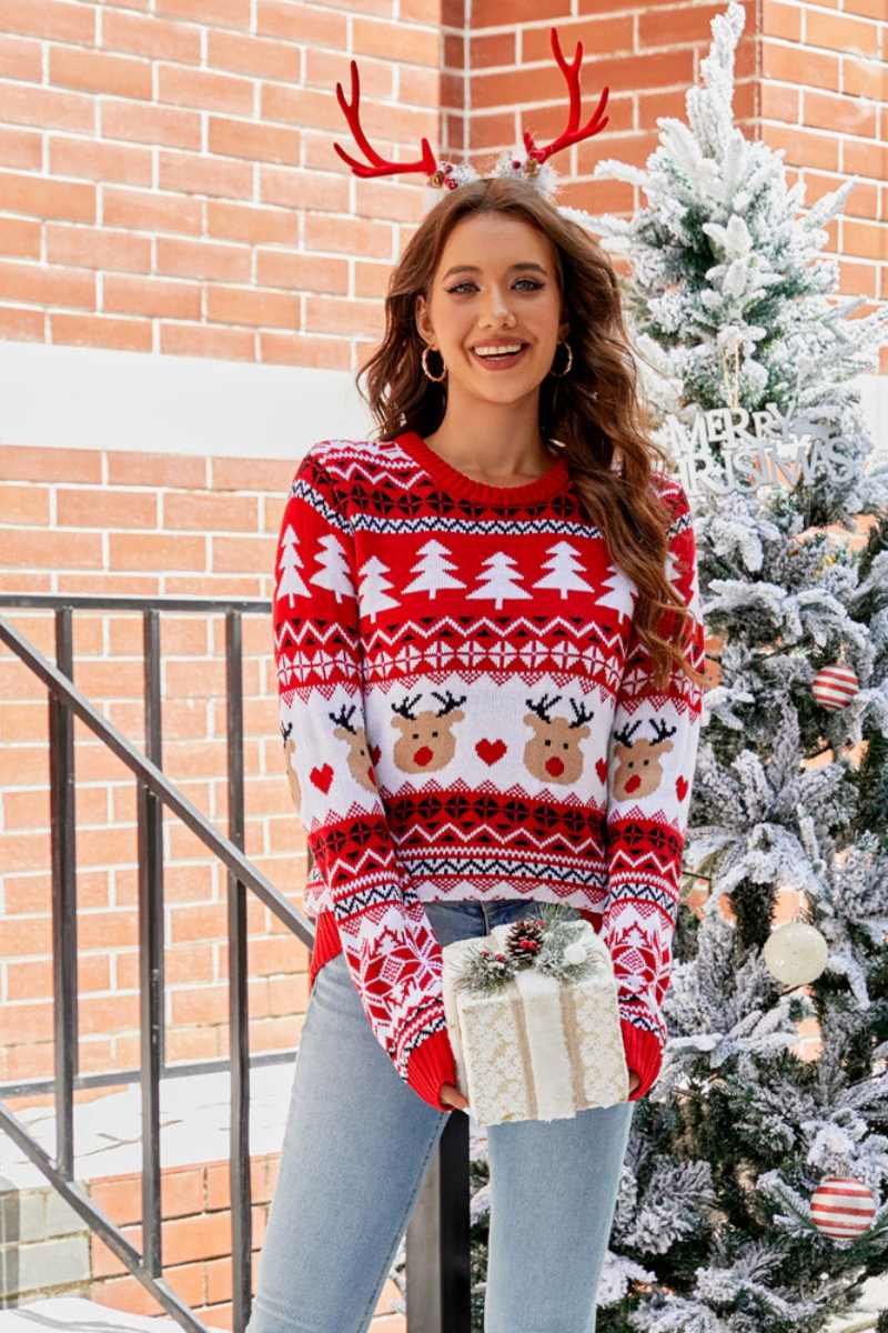 Christmas Bear & Antler Knitted Sweater-ROVOLE