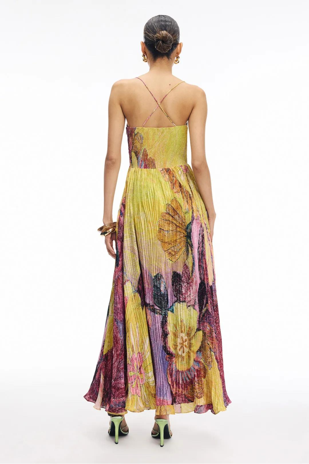 Kiara Multicolored Ikat Print Maxi Dress-ROVOLE