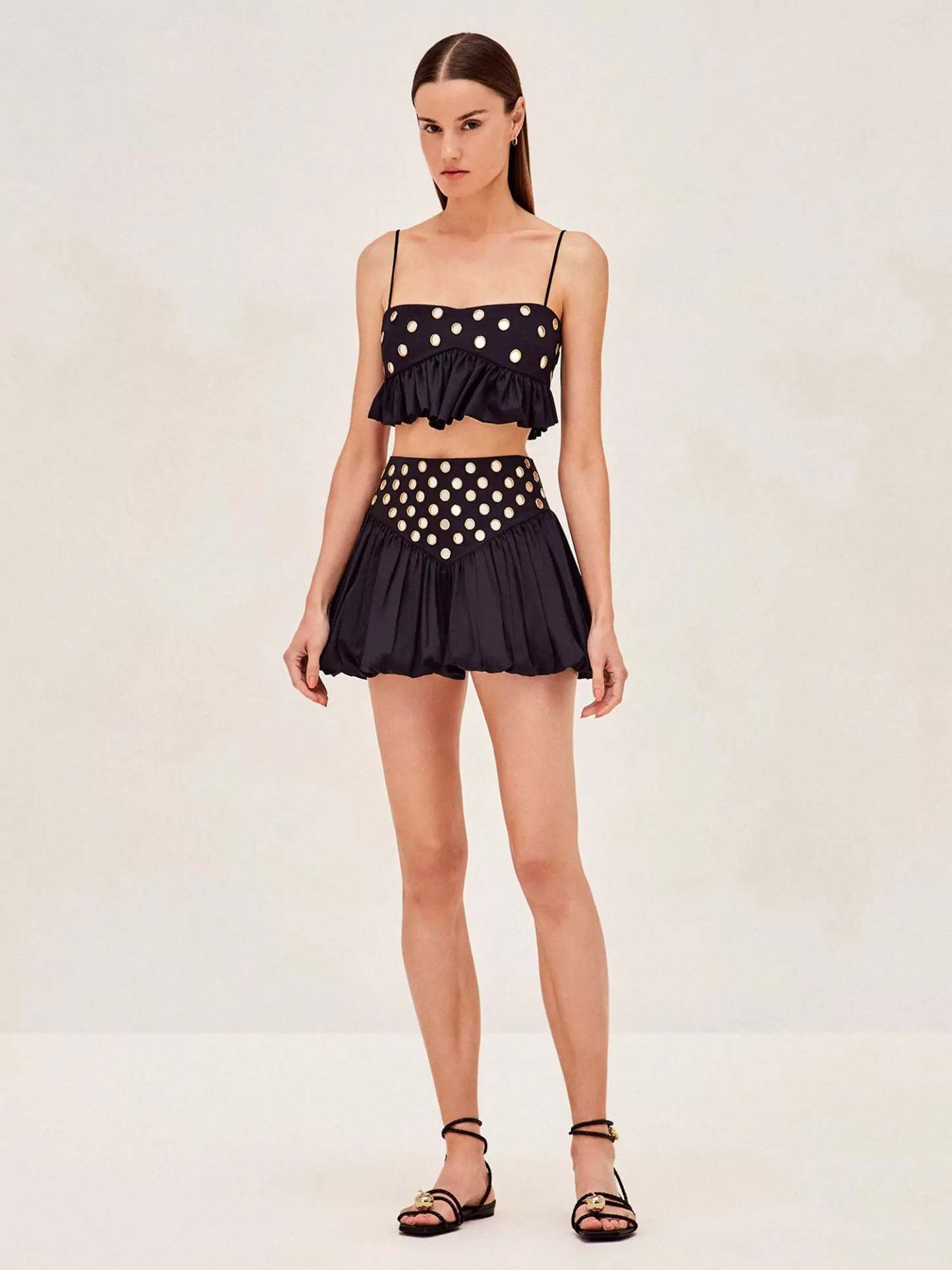 Luminous Allure Mirror Skirt Set-ROVOLE