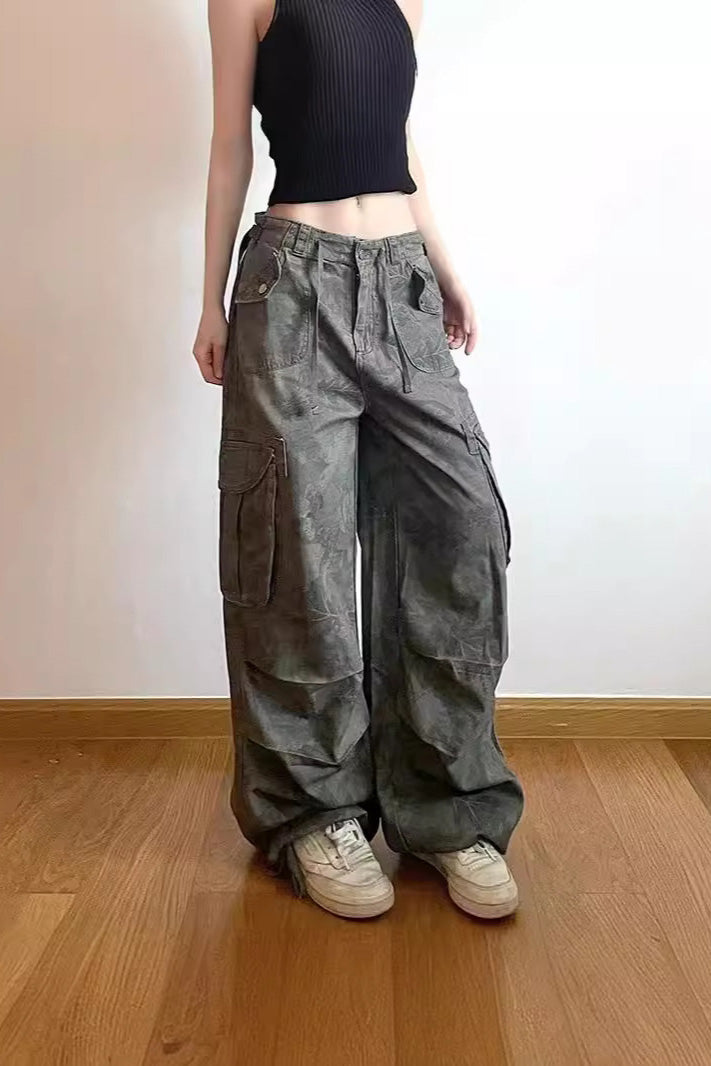 Slimming Camouflage Cargo Denim Pants-ROVOLE